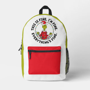 Grinch Everything's Fine Printed Backpack