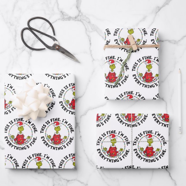 Grinch | Everything's Fine Wrapping Paper Sheets (Front)