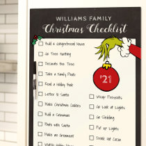 Grinch | Family Christmas Checklist Dry Erase Board