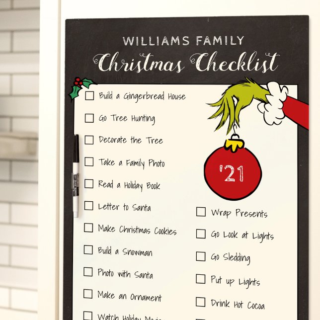 Grinch | Family Christmas Checklist Dry Erase Board (Creator Uploaded)