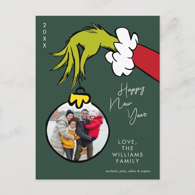 Grinch | Happy New Year - Holiday Photo Postcard (Front)