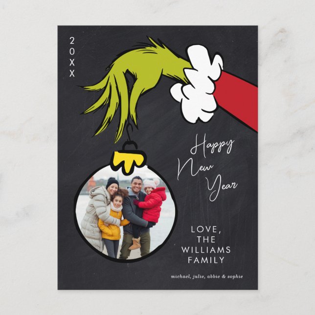 Grinch | Happy New Year - Holiday Photo Postcard (Front)