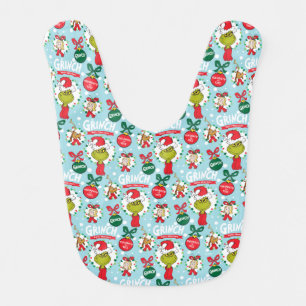 Grinch Happy Wholidays Pattern Baby Bib