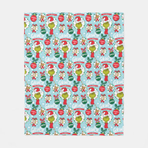Grinch Happy Wholidays Pattern Fleece Blanket