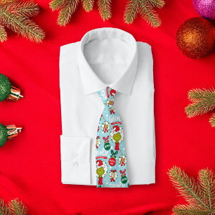 Grinch   Happy Wholidays Pattern Neck Tie