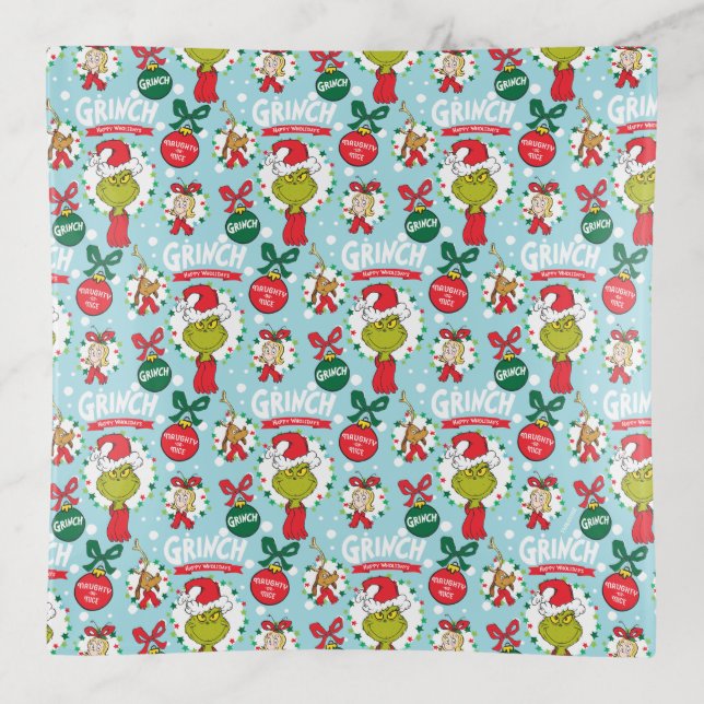 Grinch | Happy Wholidays Pattern Trinket Tray (Front)