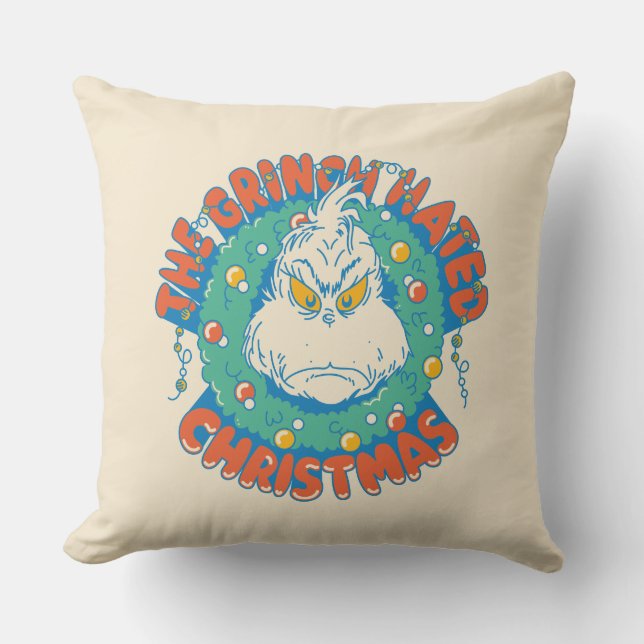Grinch Hated Christmas Throw Pillow (Front)