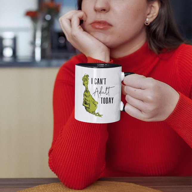 Grinch | I Can't Adult Today T-Shirt Funny Mug (Person holding mug)