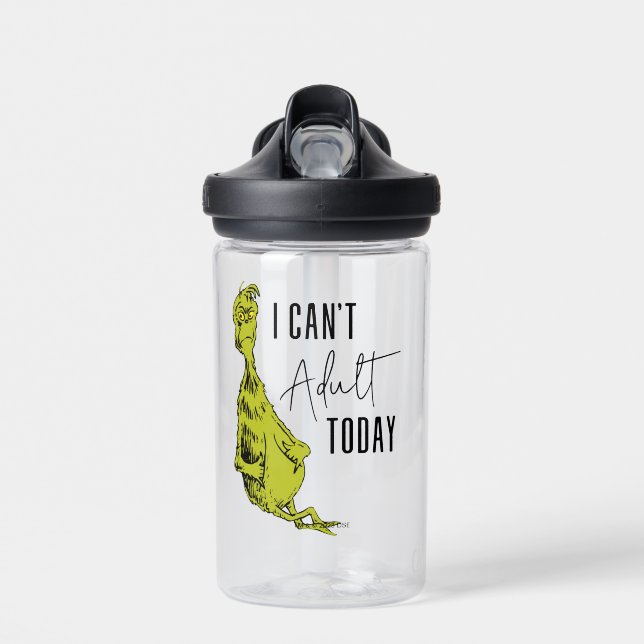 Grinch | I Can't Adult Today Water Bottle (Front)
