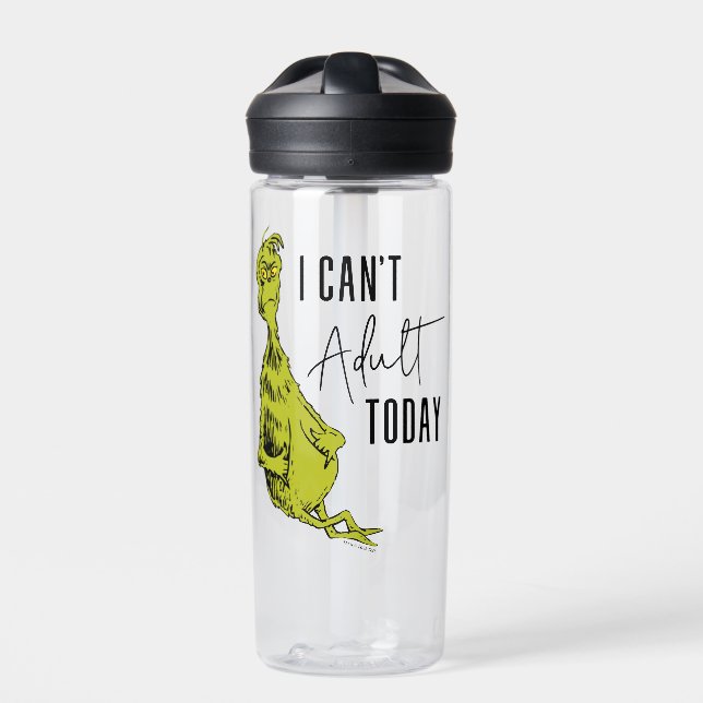 Grinch | I Can't Adult Today Water Bottle (Front)
