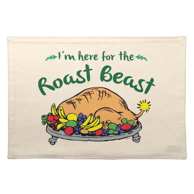 Grinch | I'm Here for the Roast Beast Quote Cloth Placemat (Front)