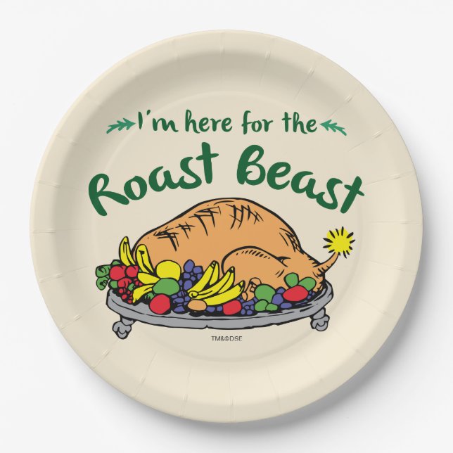 Grinch | I'm Here for the Roast Beast Quote Paper Plates (Front)