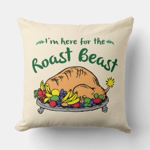 Grinch I'm Here for the Roast Beast Quote Throw Pillow