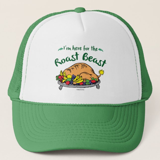 Grinch | I'm Here for the Roast Beast Quote Trucker Hat (Front)