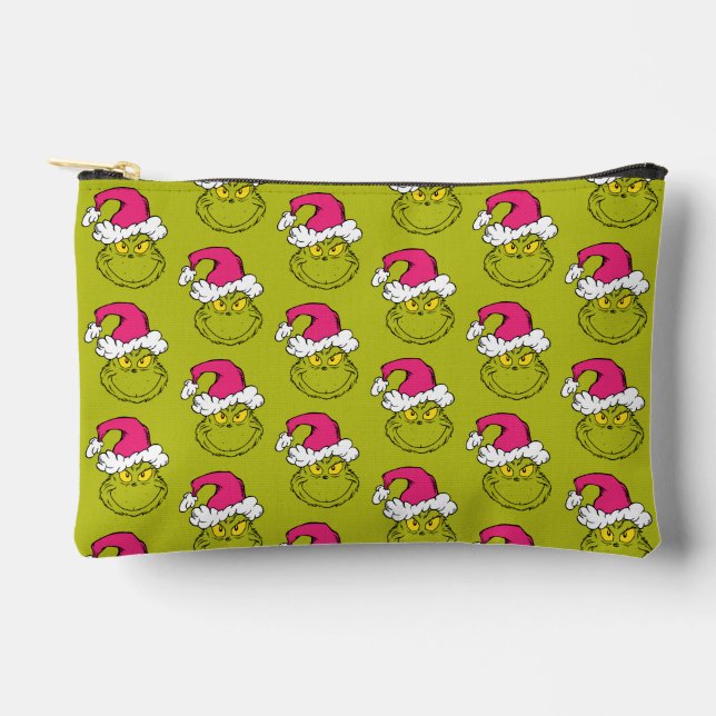 Grinch in Pink Santa Hat Accessory Pouch (Front)