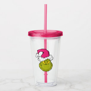 Grinch in Pink Santa Hat Acrylic Tumbler