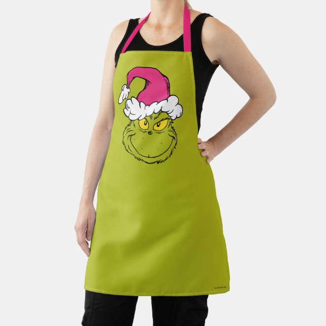 Grinch in Pink Santa Hat Apron (Insitu)