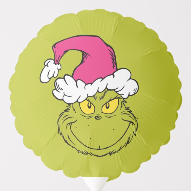 Grinch in Pink Santa Hat Balloon (Front)