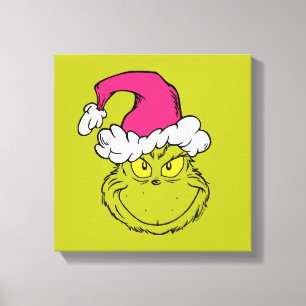 Grinch in Pink Santa Hat Canvas Print