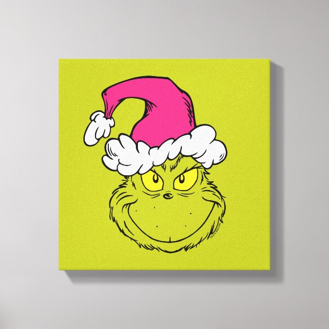 Grinch in Pink Santa Hat Canvas Print (Front)