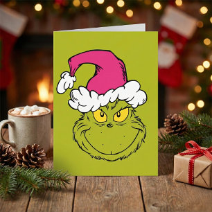Grinch in Pink Santa Hat Card