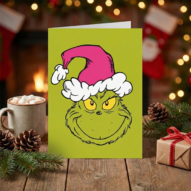 Grinch in Pink Santa Hat Card (Creator Uploaded)