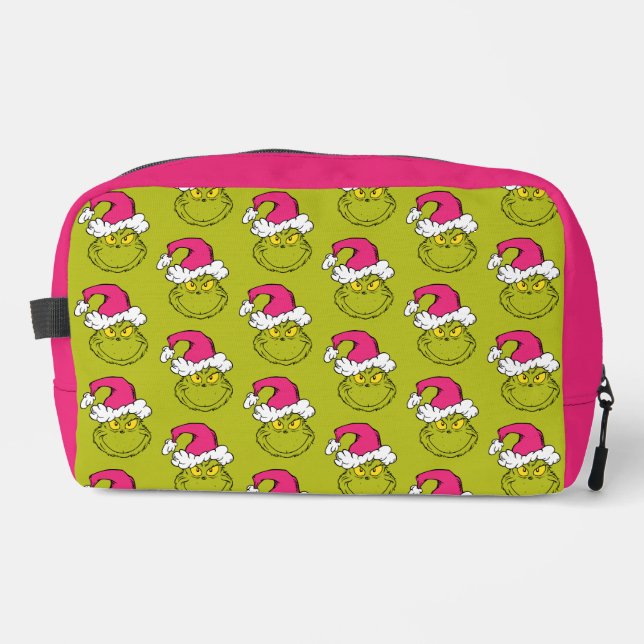 Grinch in Pink Santa Hat Dopp Kit (Front)
