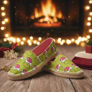 Grinch in Pink Santa Hat Espadrilles