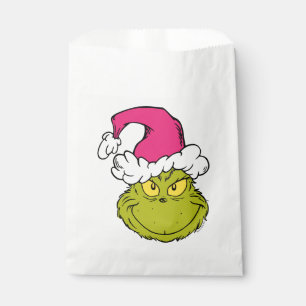 Grinch in Pink Santa Hat Favor Bag