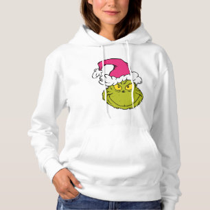 Grinch in Pink Santa Hat Hoodie