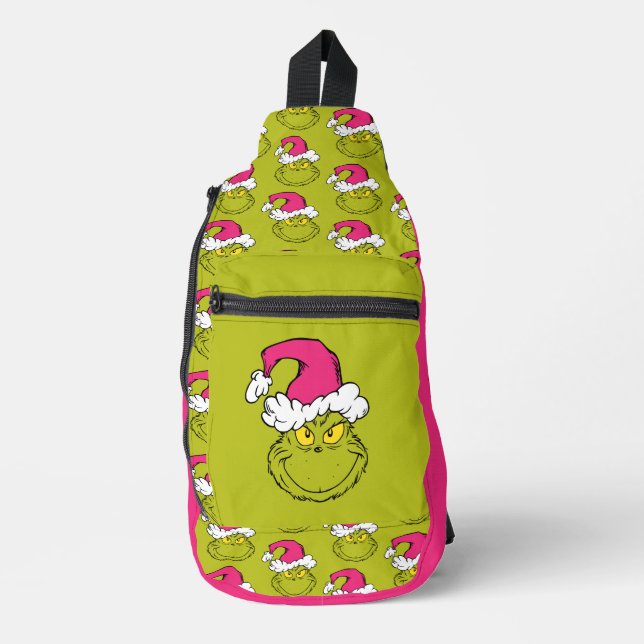 Grinch in Pink Santa Hat Sling Bag (Front)