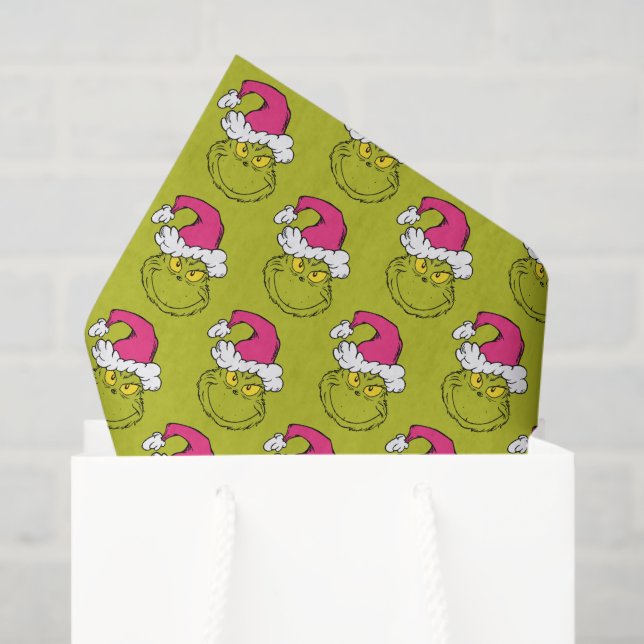 Grinch in Pink Santa Hat Tissue Paper (Gift Bag)