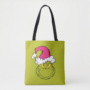 Grinch in Pink Santa Hat Tote Bag