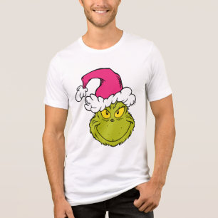 Grinch in Pink Santa Hat Tri-Blend Shirt