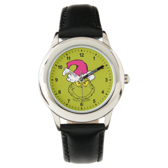 Grinch in Pink Santa Hat Watch (Front)