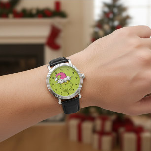 Grinch in Pink Santa Hat Watch