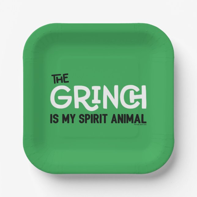 Grinch is my Spirit Animal Quote Paper Plates (Front)