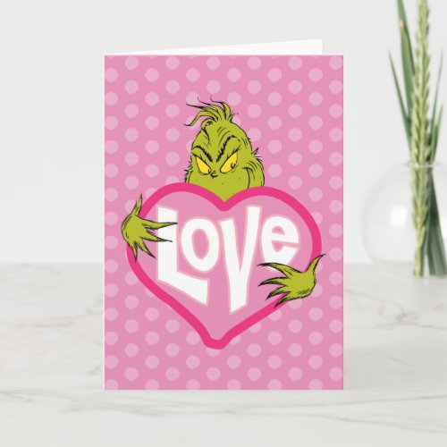 Grinch  Love Pink Heart Holiday Card