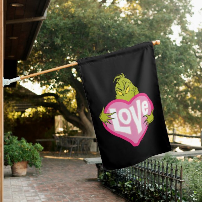 Grinch | Love Pink Heart House Flag (In SItu)