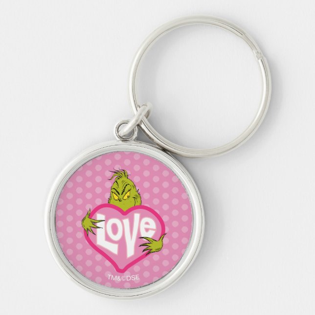 Grinch | Love Pink Heart Keychain (Front)