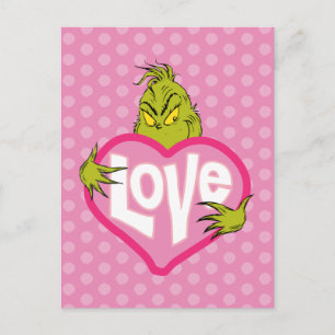 Grinch Love Pink Heart Postcard