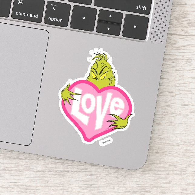 Grinch | Love Pink Heart Sticker (Detail)