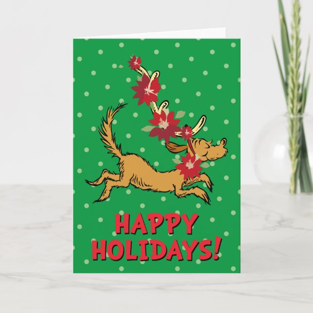 Grinch | Max Christmas Pointsettia Holiday Card (Front)