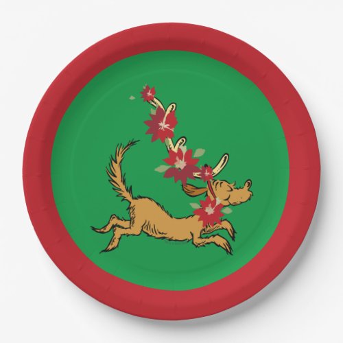 Grinch  Max Christmas Pointsettia Paper Plates