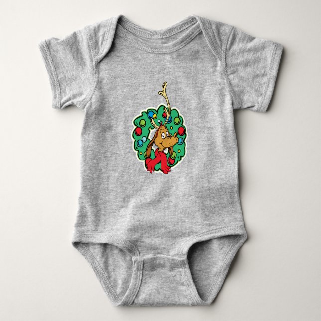 Grinch | Max Christmas Wreath Baby Bodysuit (Front)