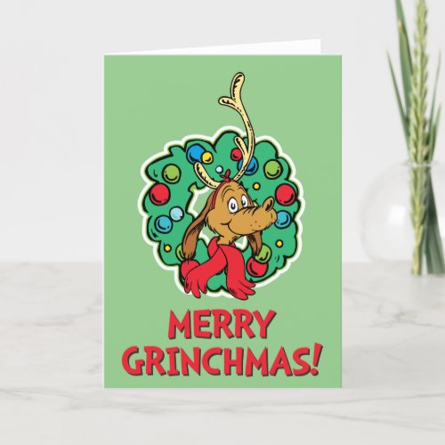 Grinch  Max Christmas Wreath Holiday Card