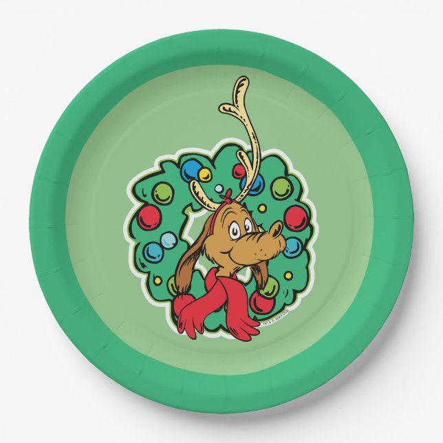 Grinch | Max Christmas Wreath Paper Plates (Front)