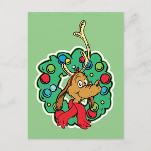 Grinch Max Christmas Wreath Postcard