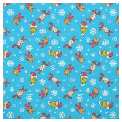 Grinch, Max & Cindy-Lou Who Snowlfake Pattern Fabric