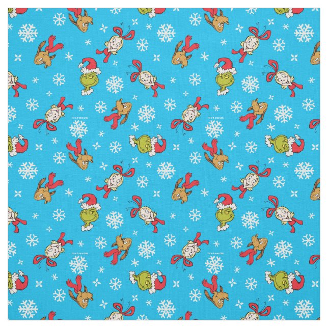 Grinch, Max & Cindy-Lou Who Snowlfake Pattern Fabric (Swatch)